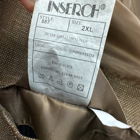 Inserch Sport Coat Mens 2XL Brown 100% Linen Jacket Blazer Elbow Patch‎ 2 Button - Picture 8 of 16